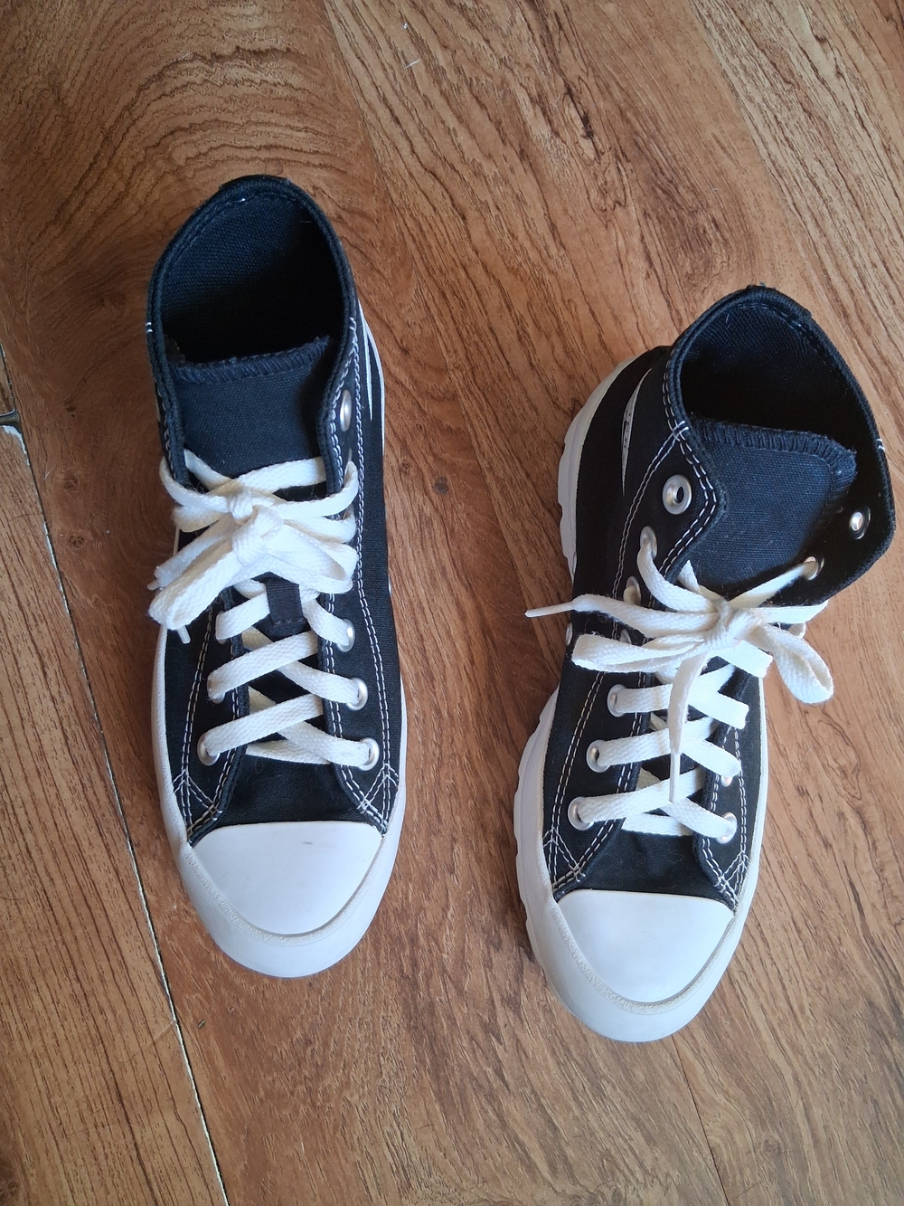 Black Canvas High Top Lug Platform Sneakers